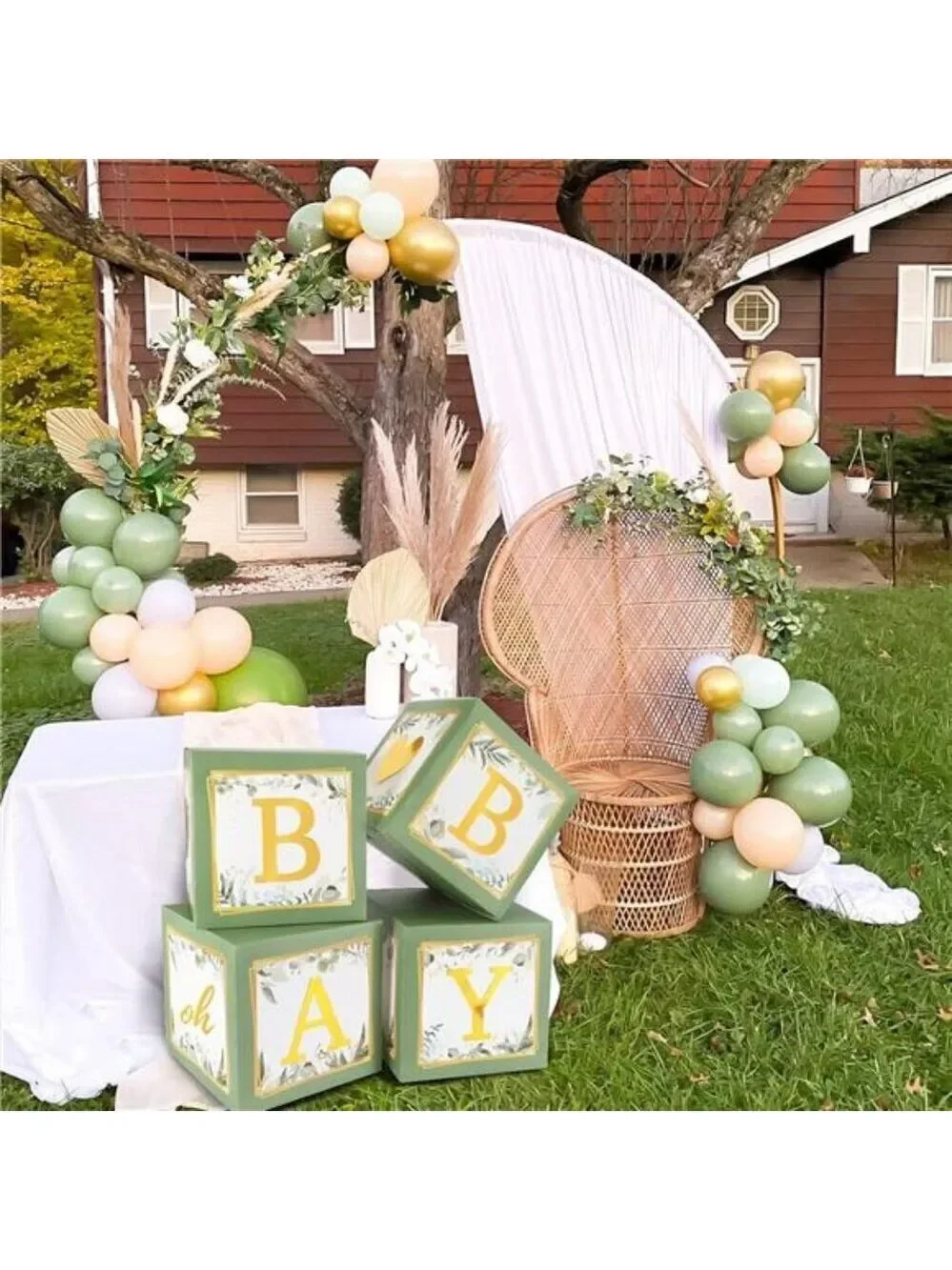 Sage Green Baby Shower Balloon Boxes Gender Reveal Party Decorations Set